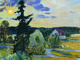Вечерний пейзаж (Б.М. Кустодиев, 1917 г.)